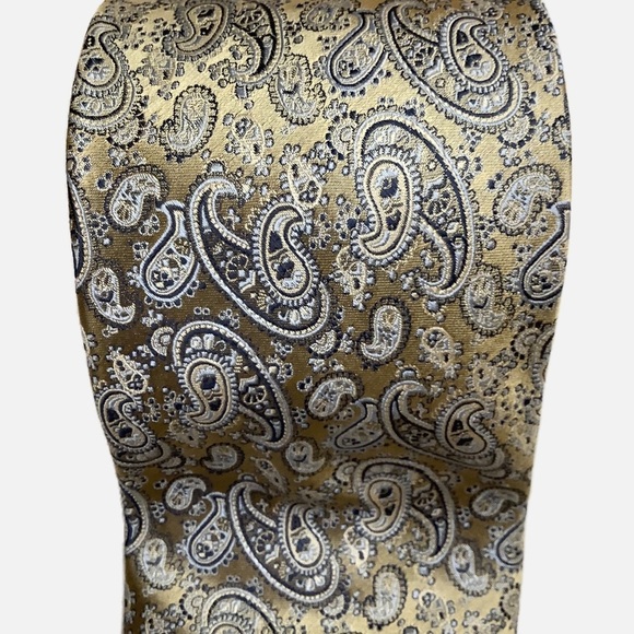 BURMA BIBAS Gold Paisley Woven Silk Tie - Picture 1 of 11